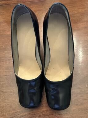 Vintage Prada Womens Square Toe Slip On Heels Black Size EUR 38